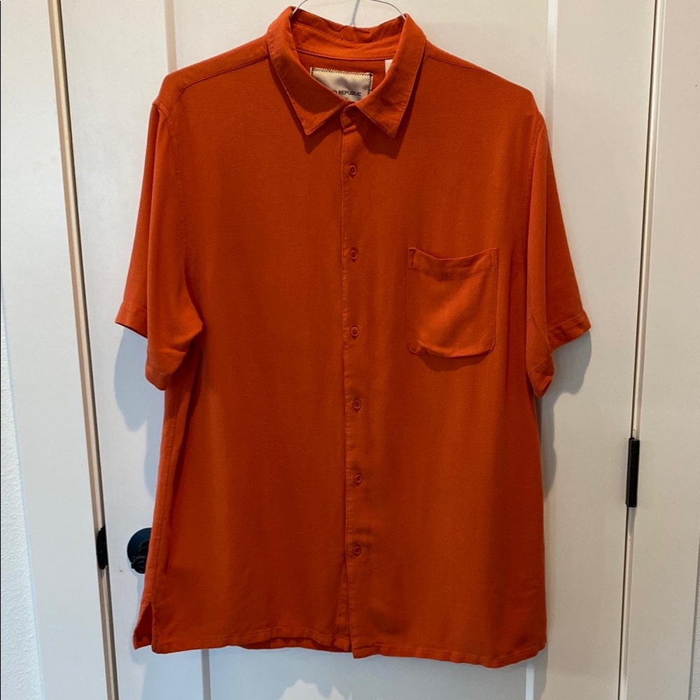 Island Republic 100% Silk Men’s‎ Short Sleeve Shirt. Size XXL.  Orange.